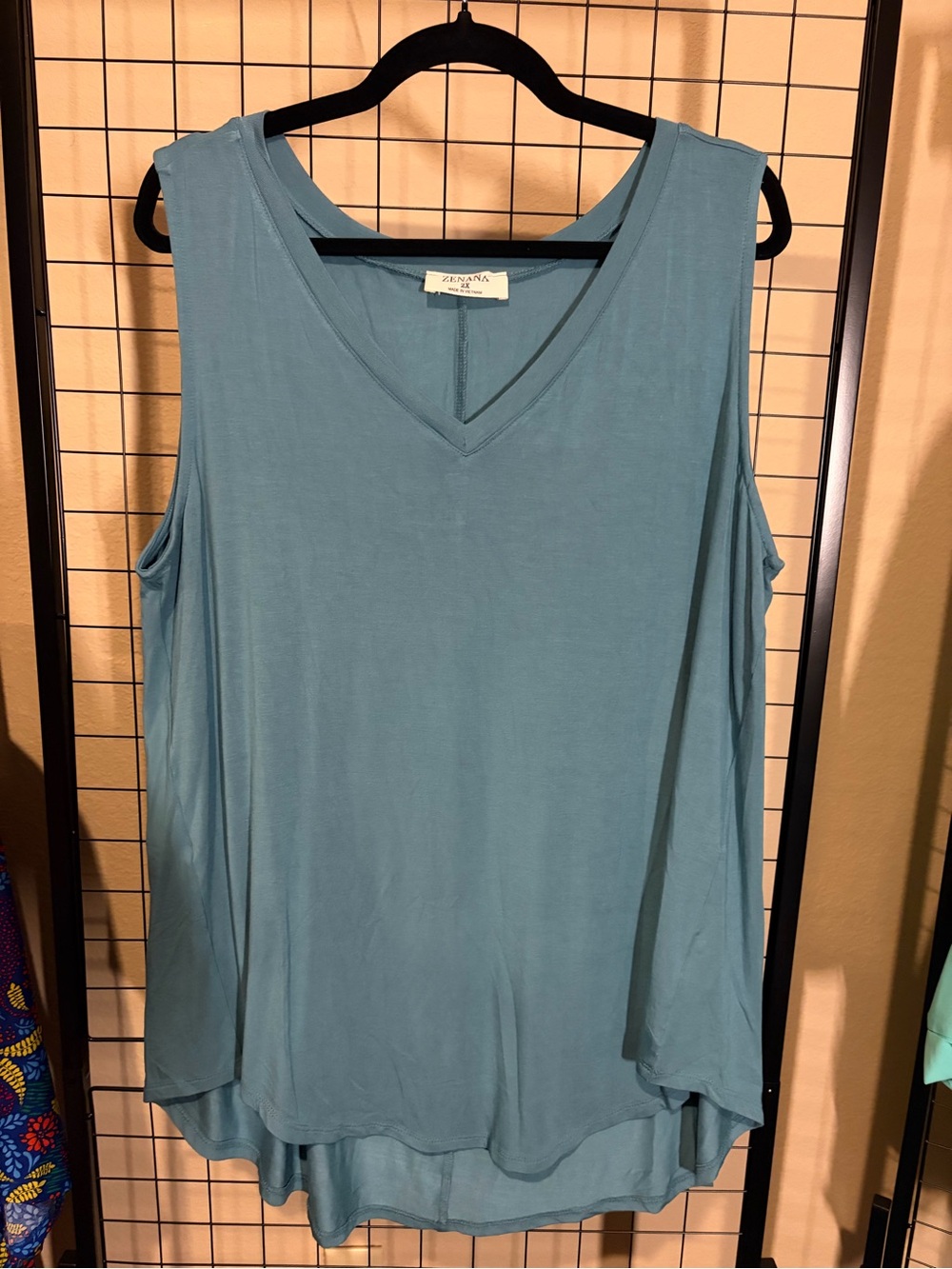 Zenana 2x Tunic Length Teal V-Neck Sleeveless Tank